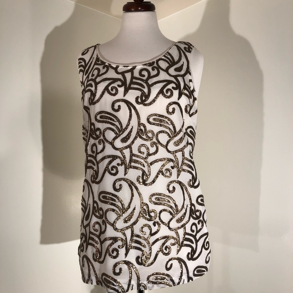 Chico’s Sequined Tank Top with plain back; size 3